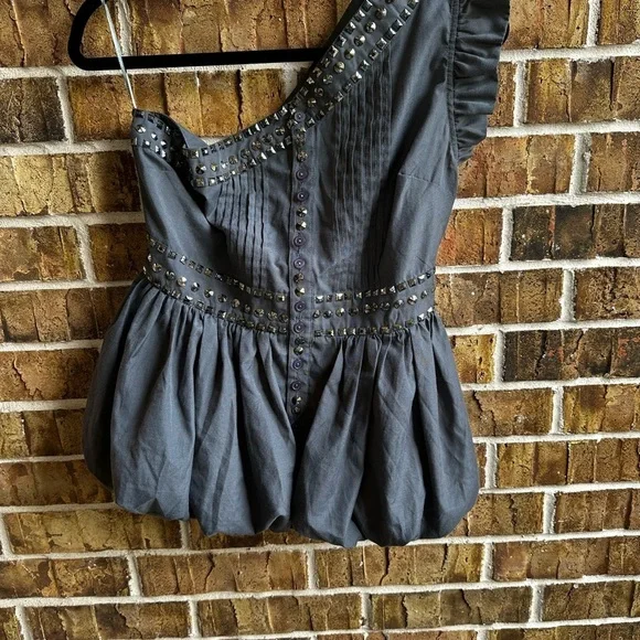 Double Zero Gray Studded Top - Picture 2 of 5